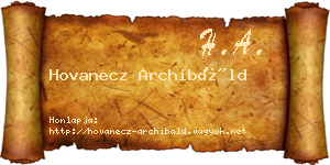 Hovanecz Archibáld névjegykártya